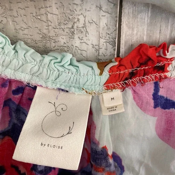 E By eloise floral short sleeve blouse M - Picture 4 of 6